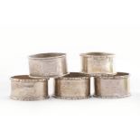 5 Silver Napkin Rings Monogrammed 3oz