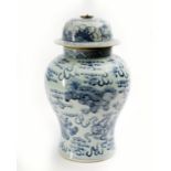 Blue and White Lidded Vase H 43 cm