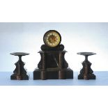 A Slate Mantel Clock Garniture 19thC - 3