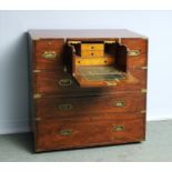 A Mahogany Campaign Chest with 2 short a