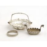 A Silver Bon Bon Dish and 2 plated items