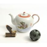 An Oriental Tea Pot, Soapstone Ball and