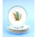 A set of 6 Dessert plates decorated with