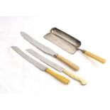 2 Bone Handled Bread Knives, 1 Bone Hand