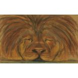 A Framed Pastel Drawing of a Lions Head