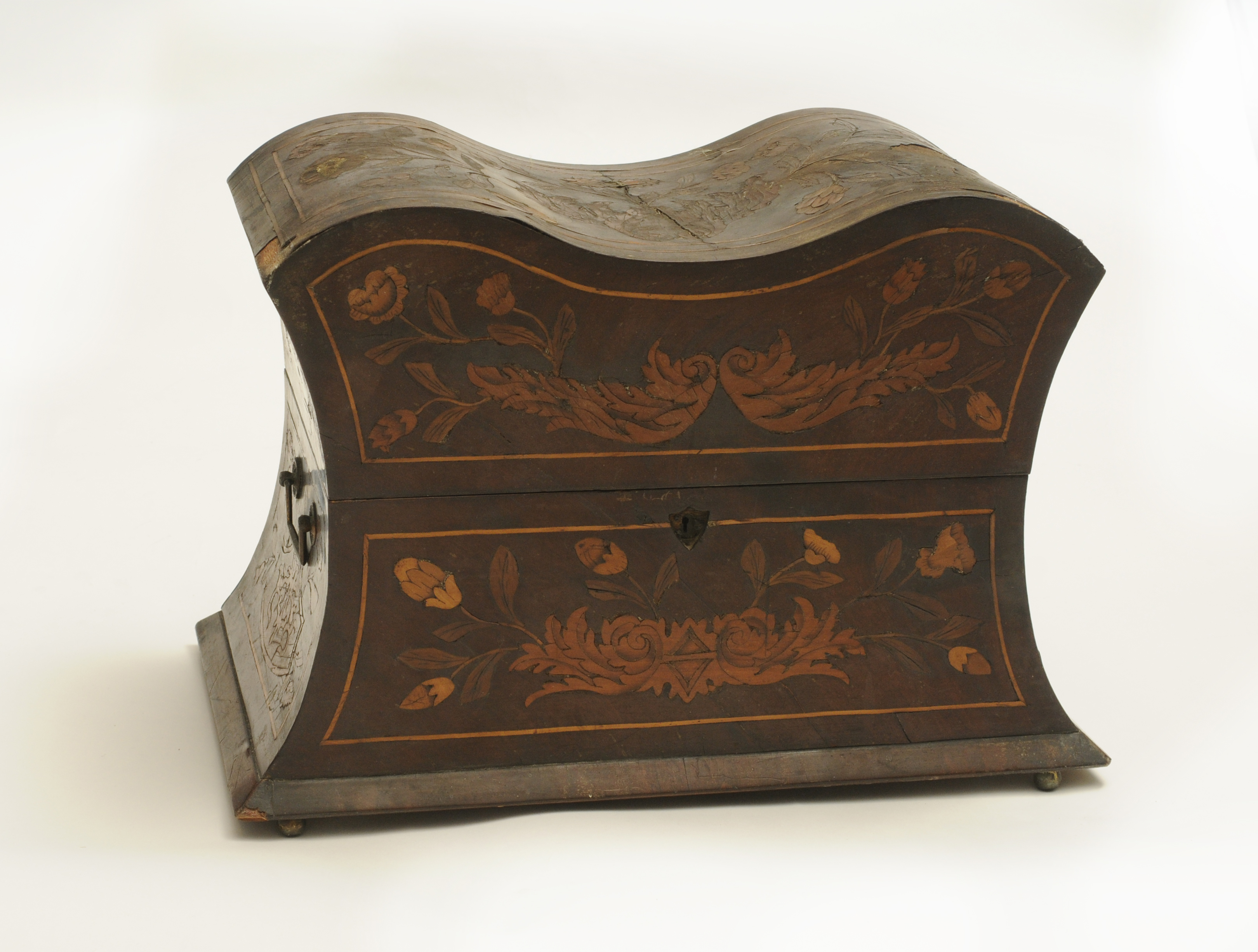 A Dutch Marquetry Tantalus, Shaped Top a - Image 2 of 2