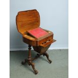 A Burr Walnut Marquetry Work Table on Ca