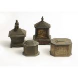 2 White Metal Tobacco Jars H8cm H9.5cm