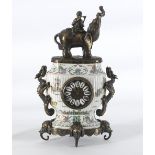 A Porcelain and Bronze Mantel Clock with