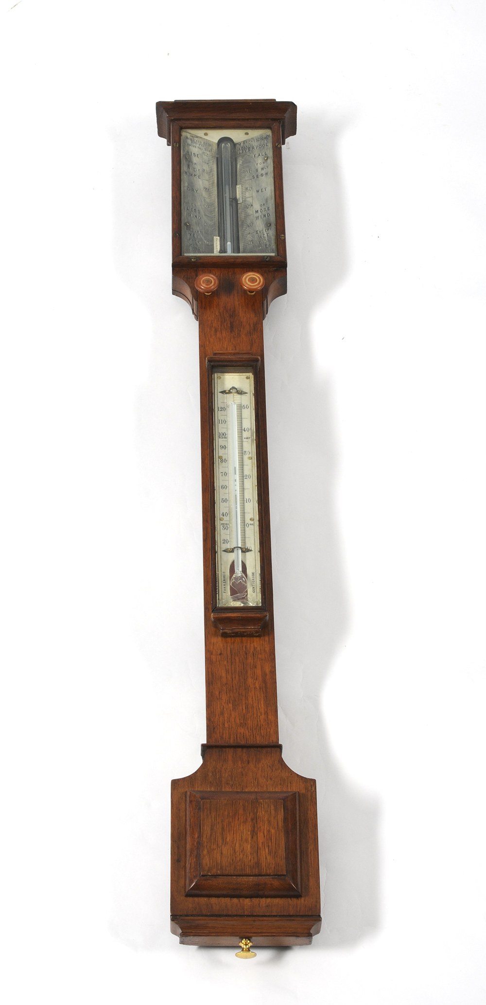 A 19thC Walnut Stick Barometer, H 90cm