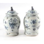 A Pair of Large Oriental Vases with Lids