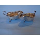 A Pair of Oval Silver Sauceboats with fr