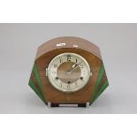 An Art Deco Wooden Framed Wind Up Clock