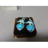 A Pair of Silver and Enamel Set Heart shaped Earrings