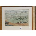 A Framed and Glazed 19th century Hand Coloured Engraving of Horse Racing Scene