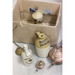 A Mason's Swindon Stoneware Jar, Three Stoneware Bottles, Copper Kettle, Free Standing Angle-Poise