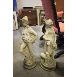 A Pair of Reconstituted Figures of Girl and Boy