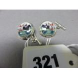 A Pair of Silver Gents Cufflinks the panels depicting two race horses and jockeys