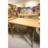 A Late Victorian Bamboo and Pine Side Table with drawer