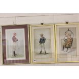 Three Framed and Glazed 'Spy' Horse Race Jockey Prints: 'Mr George' 'The Demon' and 'The Cannon'