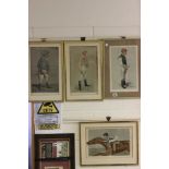 Two Framed and Glazed Vanity Fair Horse Race Jockey Prints plus three others similar