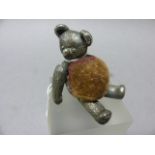 A White Metal Teddy Bear Pin Cushion