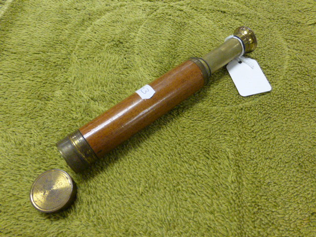 An Early 20th century Gilt Brass and Mahogany Four Drawer Telescope