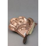 An Art Nouveau Copper Table Brush and Tray