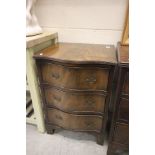 Small Mahogany veneered Serpentine Fronted Chest of Three Drawers