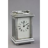 A Carriage Clock in silvered case