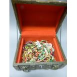 A Quantity of Costume Jewellery contained in a Wooden Domed Top Jewellery Chest