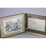 An Unsigned David Cox Pencil Sketch and Framed Print