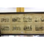 Oak Framed and Glazed Set of Eight Coloured Engravings of 'Mr Jorrocks'