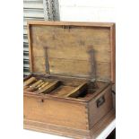 A Fitted Vintage Pine Tool Chest with chisels