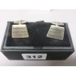 A Boxed Pair of Gents Silver Cufflinks