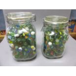 Two Large Jars of Old/Vintage Marbles