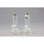 A Pair of Silver Rimmed Miniature Glass Vases