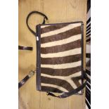 Lorenzi Zebra Skin and Leather Handbag