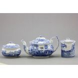 A Spode Italian Design Teapot, Lidded Sugar Bowl and Preserve Pot