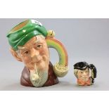 Royal Doulton Large Character Jug 'Leprechaun' plus a Small Royal Doulton Character Jug 'The