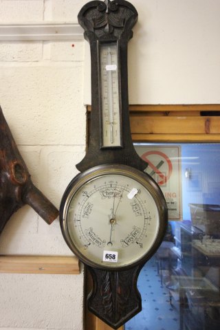 An Antique Oak Banjo Barometer