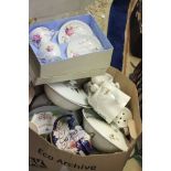 A Box of China to include Shaving Mugs, Teapots and Part Dinner Service