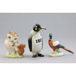 Beswick Beatrix Potter 'Old Mr Brown', Beswick Pheasant and a Ceramic model of a Penguin