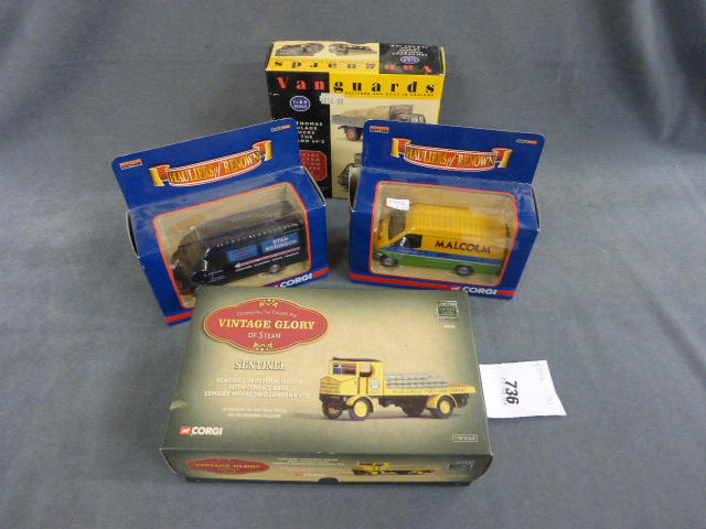 Boxed Corgi Vintage Glory of Steam Sentinel, boxed Corgi Hauliers of Renown x2 and a boxed Vangaurds