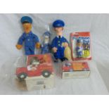 Six original Postman Pat items including carded ERTL wind-up walking figure, Robertsons Chocolate