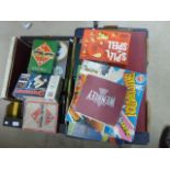 Good selection of vintage board games in two boxes including Spears Flutter, Cluedo, Scrabble etc