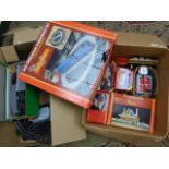 Two boxes of OO gauge model railway including seven boxed Hornby accessories featuring R414