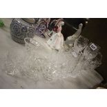 A Stuart Crystal Cut Glass Jug and Bowl, Pair of Doulton Wine Glasses plus nine other items of cut
