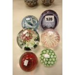 Six Glass Paperweights