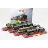 Four Train Engines with Tenders on plinths - PLM Pacific, P8 Class, Britannia Class and DR1821